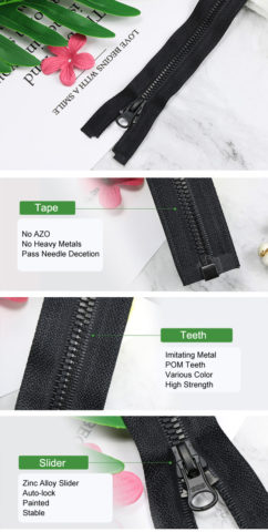 Plastic Zipper With Imitating Metal Teeth L 3