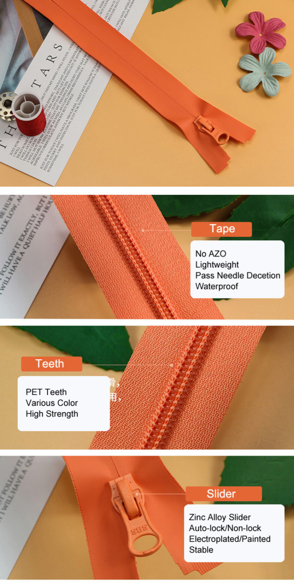 Lightweight Waterproof Coil Zipper Kia Zipper